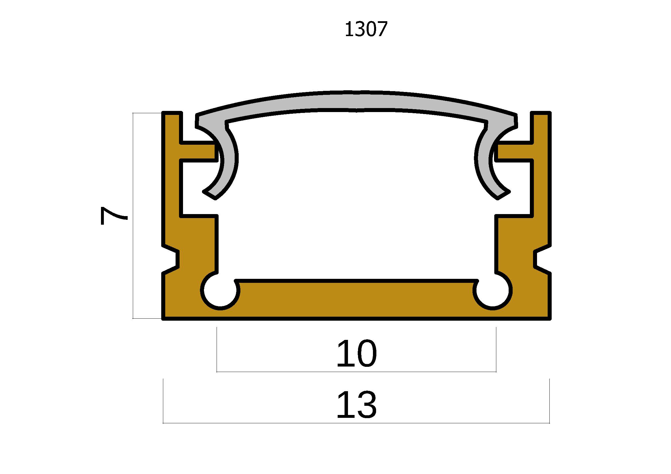 1307 Профиль для светодиодной ленты накладной 13,2х7мм прямой анодированный 2м GLS