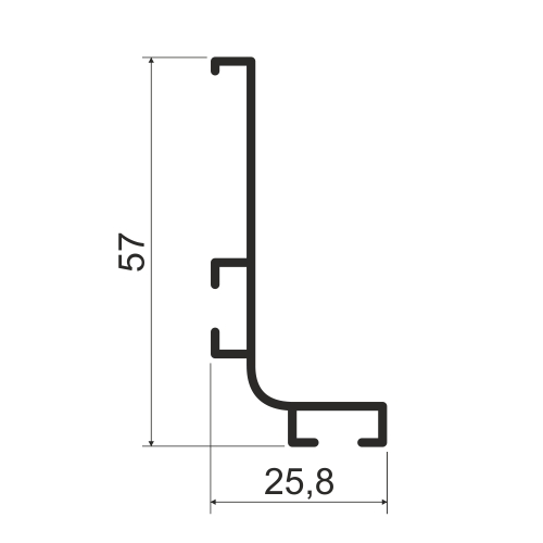 Ручка-профиль «L» ВЕРХНИЙ для нижних баз L=4,0м