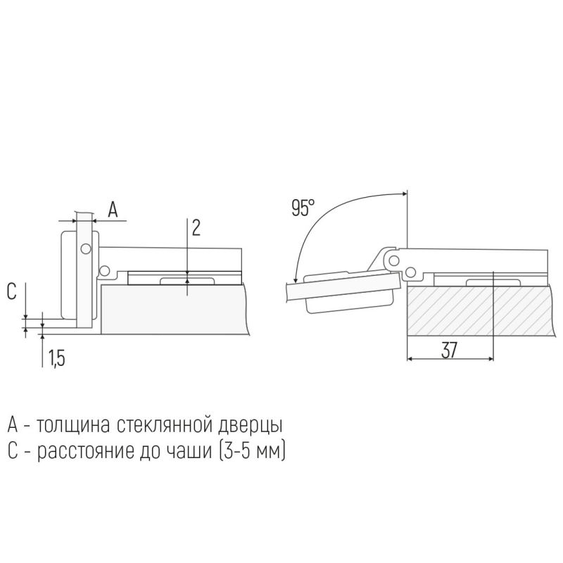 Стеклопетля накладная хром