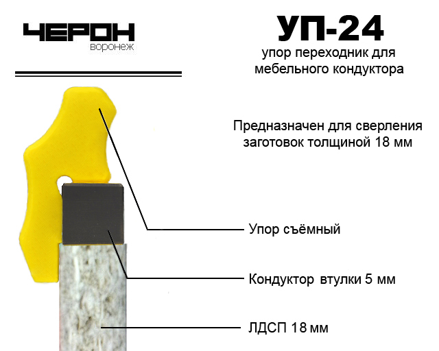 Упор переходник для кондукторов 5мм, плита 18, 2 шт, УП24