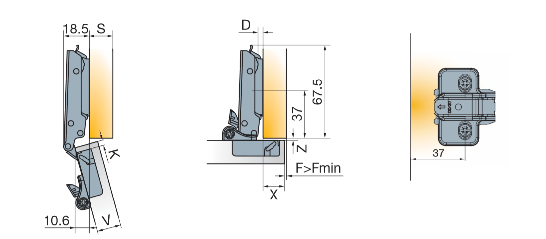 Петля накладная T-type Glissando 110/45/0 мм