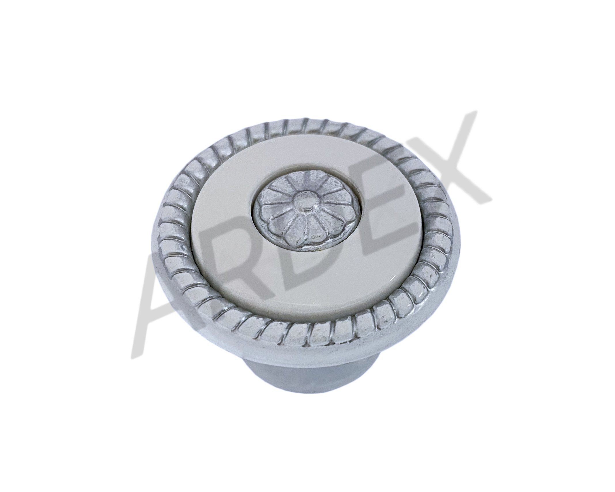 Мебельная фурнитура Ардекс (Ardex) -кнопка 178 Белая с серебром .