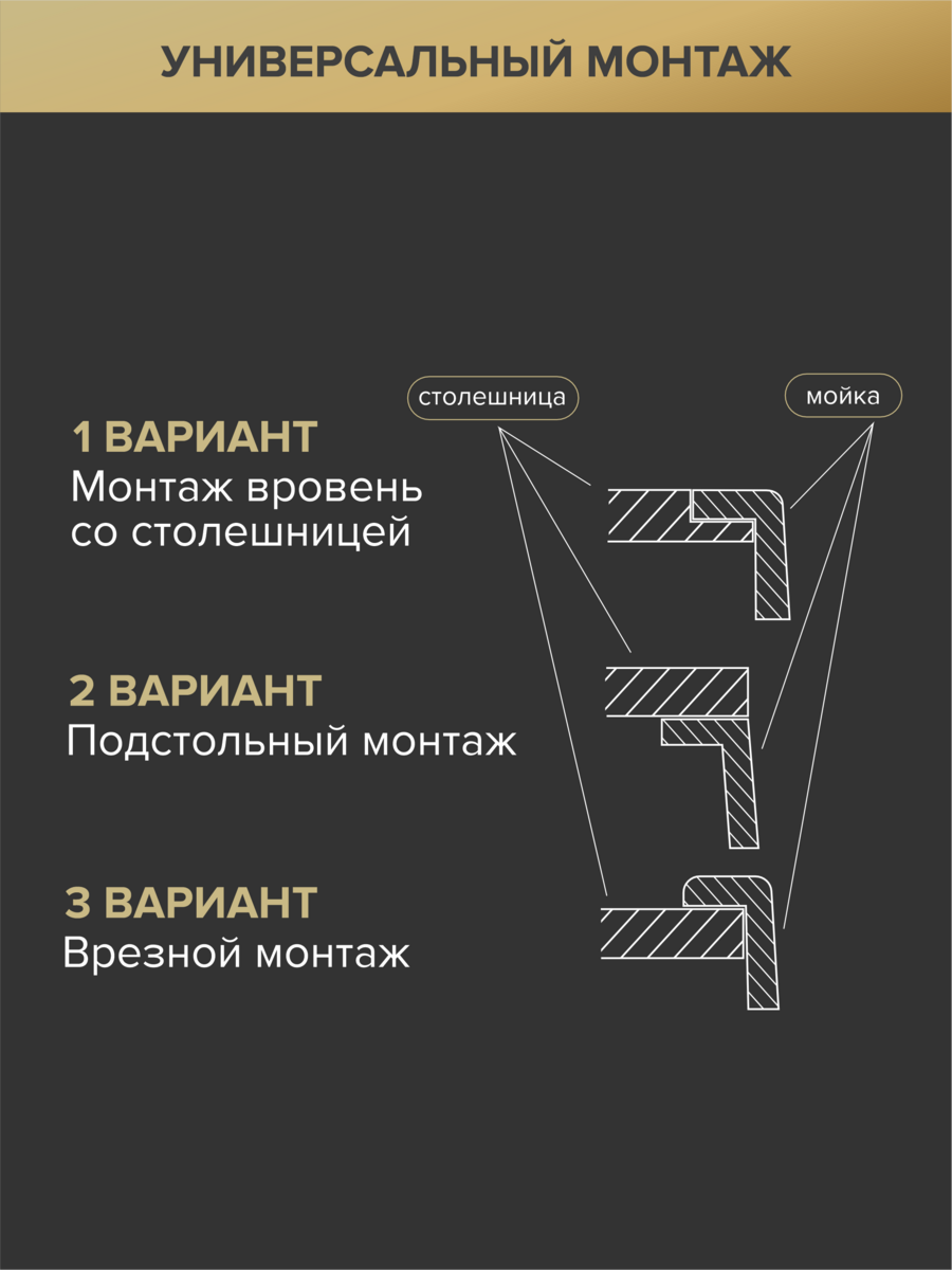 Мойка 600*500мм ЗОЛОТО + колландер  + дозатор врезной + большой сифон с переливом (мойка глубина -200мм,  толщ осн 3,0мм и чаша 0,8мм)