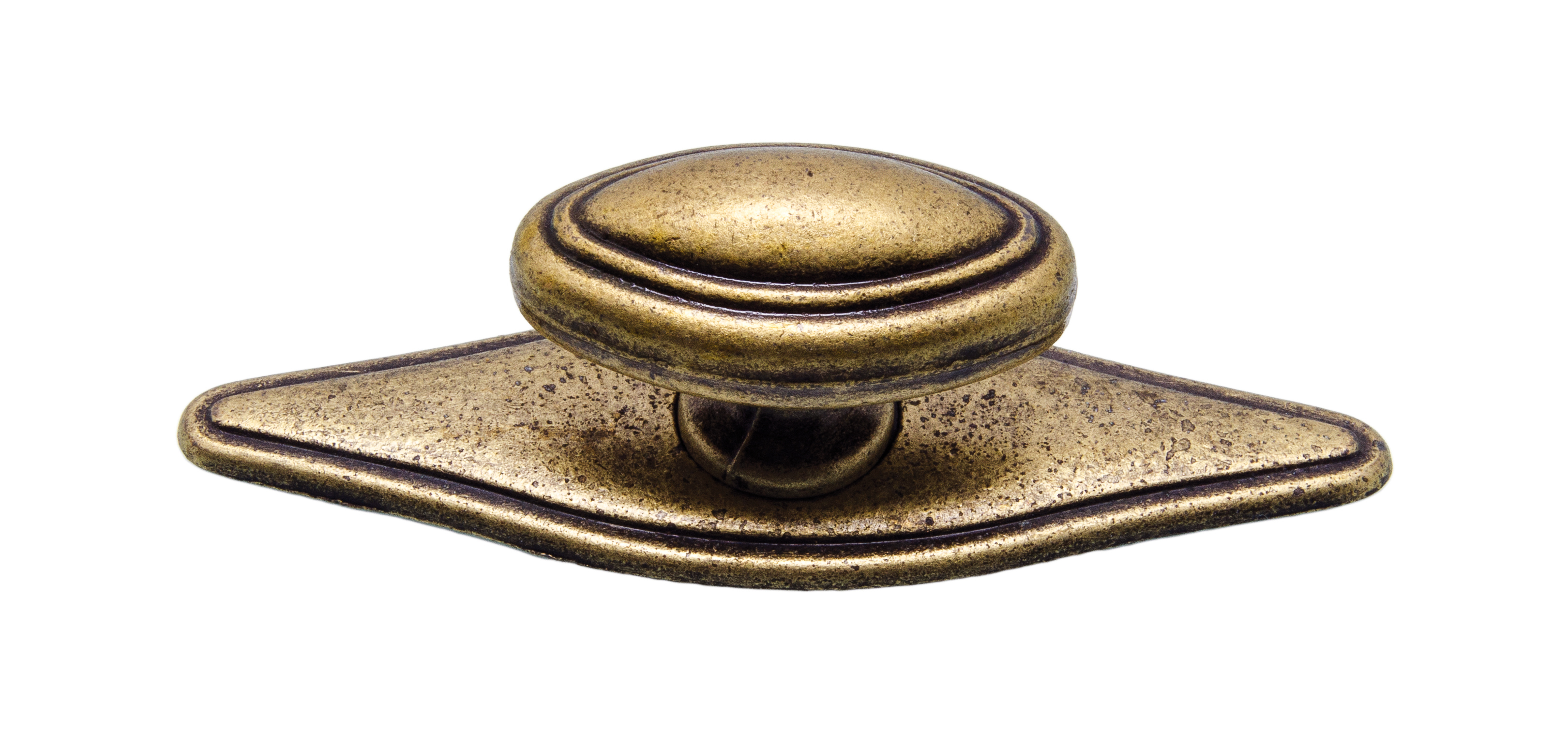 Ручка-кнопка накладка L-80мм античная бронза овал